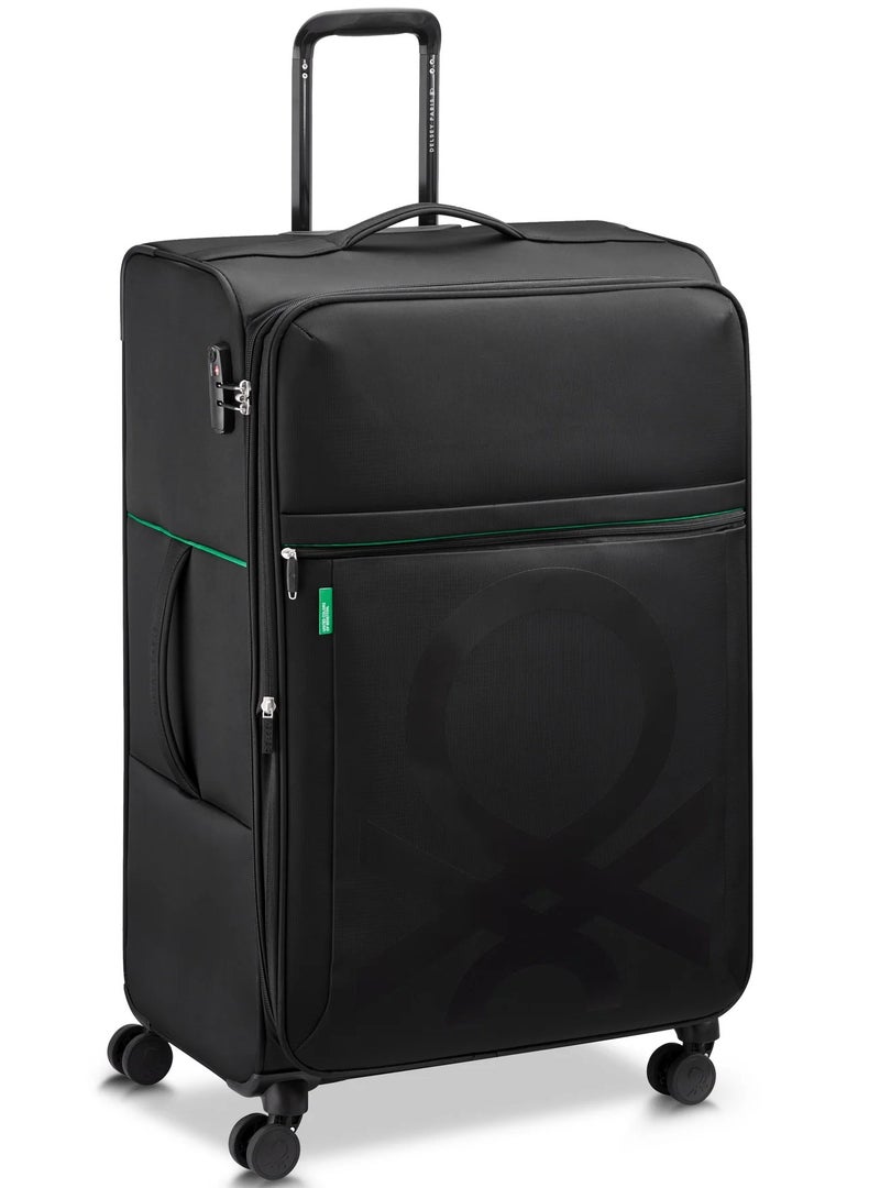 UNITED COLORS OF BENETTON Color Block 81 Cm 4-Double Wheeled Softside Expandable Check-In Luggage Trolley Case - Black - Image 2